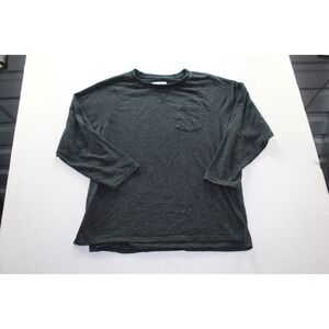 Seven Oaks T-Shirt Mens XXL Black Good 3/4 Sleeve Pocket Crew Neck Heathered
